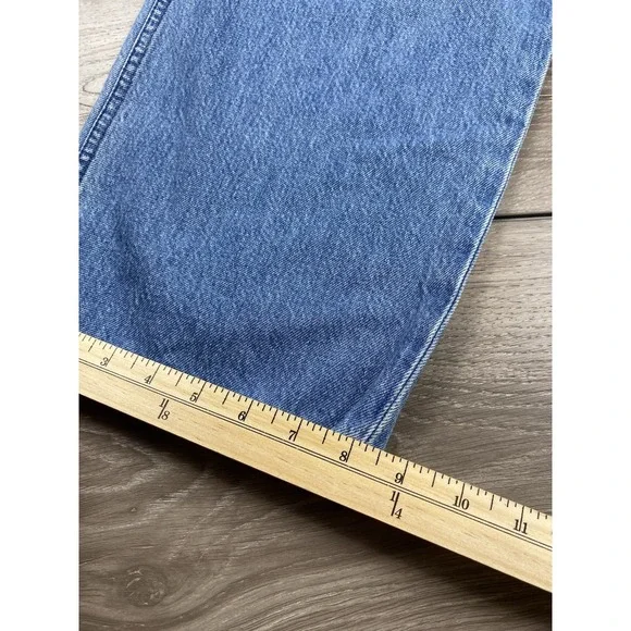 Mother Snacks Women's High Rise Wide Leg Button Fly Denim Jeans Blue Size 26 - Picture 15 of 15